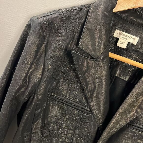 NWT Coldwater Creek Black Gold Metallic Embroidered Riding Jacket 12 misses - Picture 3 of 11